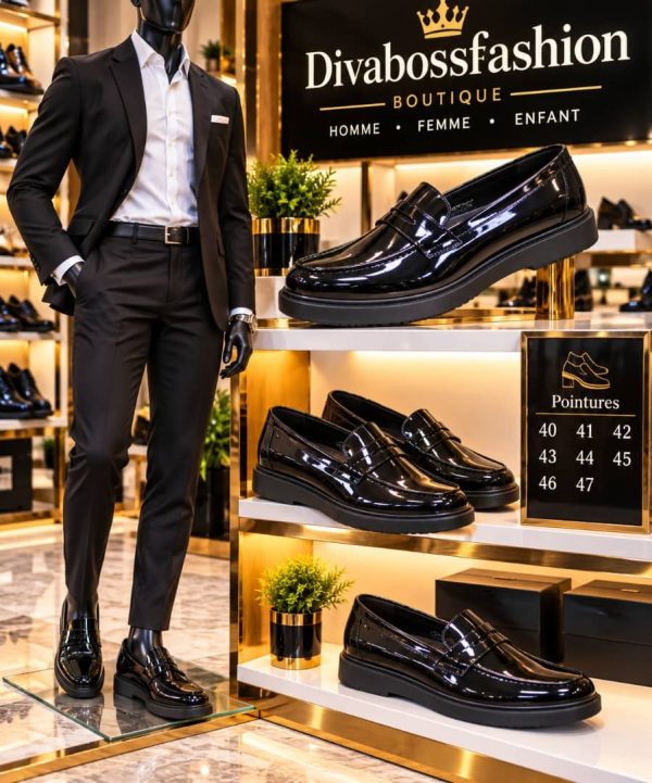 Mocassin en cuir Verni noir
