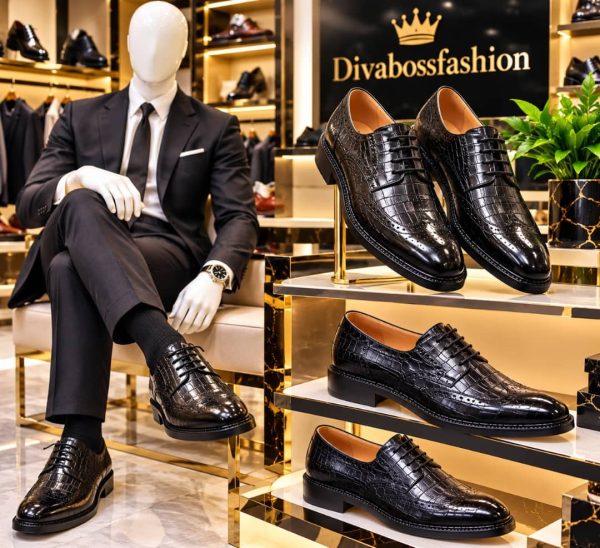Richelieu en Cuir Effet Croco